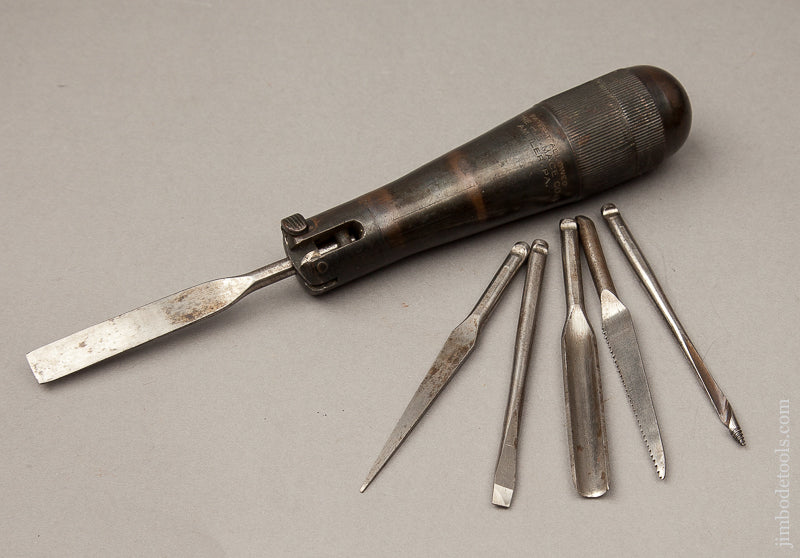 RARE 5 3/4 inch H.B. MACE February 9, 1915 PATENT Tool Handle with Six Bits - 69047R