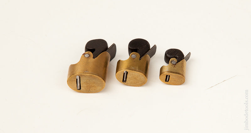 Tiny Set of Three Brass and Ebony Violinmaker's Planes - 69285U