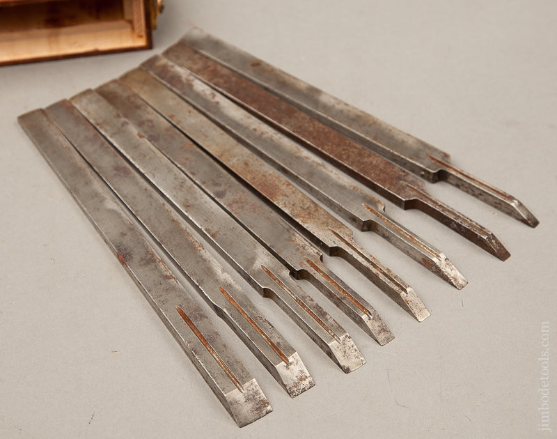 RARE American Set of Plow Plane Irons by PROV TOOL CO in Custom Box - 69534