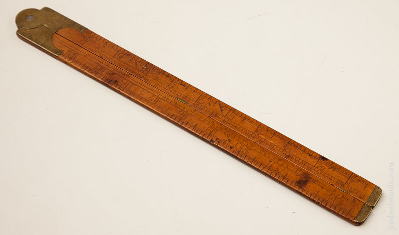 Rare and Early! S.A. JONES & CO. HARTFORD Boxwood Two Legged Rule with Steel Tips -- 69851