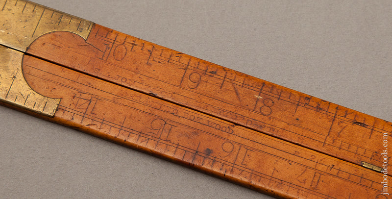Rare and Early! S.A. JONES & CO. HARTFORD Boxwood Two Legged Rule with Steel Tips -- 69851