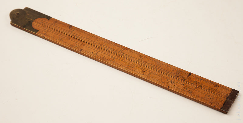 Rare and Early! S.A. JONES & CO. HARTFORD Boxwood Two Legged Rule with Steel Tips FINE - 69852