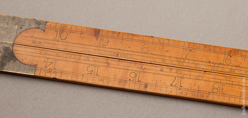 Rare and Early! S.A. JONES & CO. HARTFORD Boxwood Two Legged Rule with Steel Tips FINE - 69852