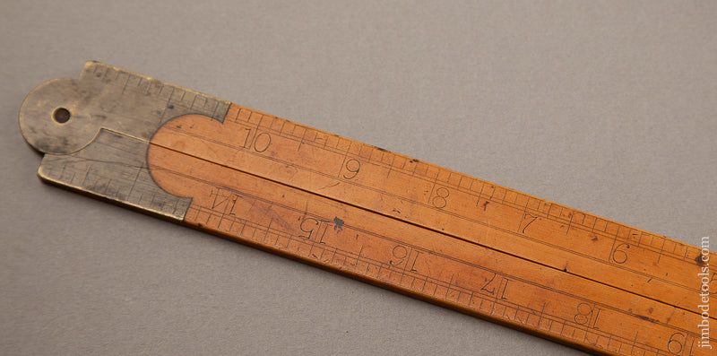 Rare and Early! S.A. JONES & CO. HARTFORD Boxwood Two Legged Rule with Steel Tips FINE - 69852