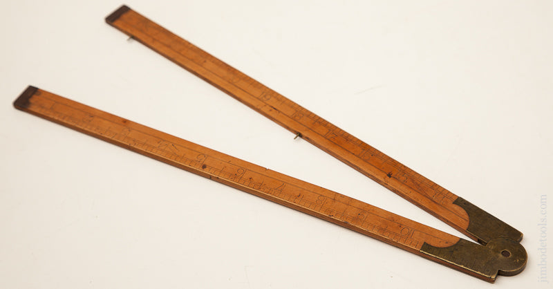 Rare and Early! S.A. JONES & CO. HARTFORD Boxwood Two Legged Rule with Steel Tips FINE - 69852