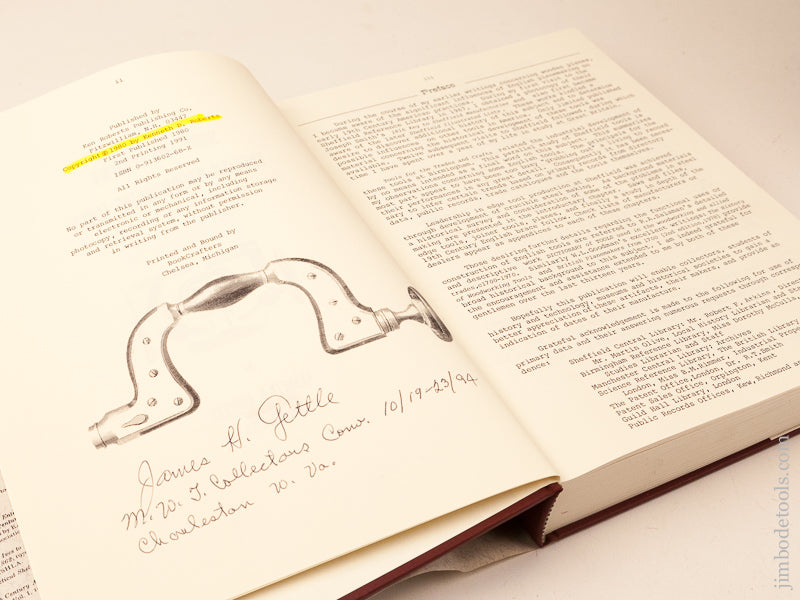 MINT and Clothbound Book:  SOME 19TH CENTURY ENGLISH WOODWORKING TOOLS, EDGE AND JOINER TOOLS AND BIT BRACES by Kenneth D. Roberts, Fitzwilliam, N.H. - 69924