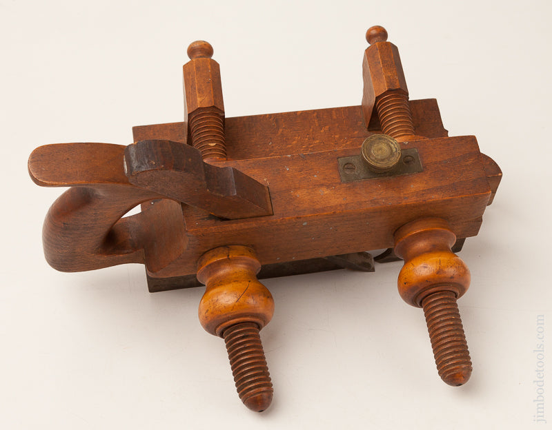 Extra Fine Handled Beech Screw Arm Plow Plane with Boxwood Arms and Nuts by A. HOWLAND AUBURN NY circa 1869-74 - 70096