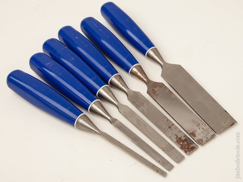 Set of Six MARPLES Blue Chip Chisels by RECORD in Original Wooden Box - 70131