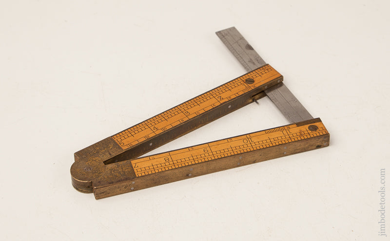 Near Mint! 12 inch STEPHENS January 12, 1858 Patent CHAPIN STEPHENS CO No. 036 Inclinometer Folding Rule with Level, Bevel, Square, and Rule! - 70134