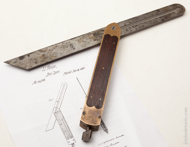 ROBINSON June 14, 1870 Patent 15 inch Rosewood and Brass ST. JOHNSBURY TOOL CO. Bevel - 70252U