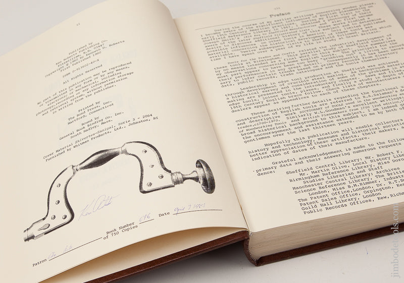 Book:  SOME 19TH CENTURY ENGLISH WOODWORKING TOOLS, EDGE AND JOIINER TOOLS AND BIT BRACES by Kenneth D. Roberts - 70782