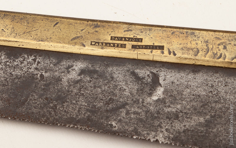 Early 12 point 12 inch Brass Back Saw BY DAVENPORT CIRCA 1821-41 - 71270