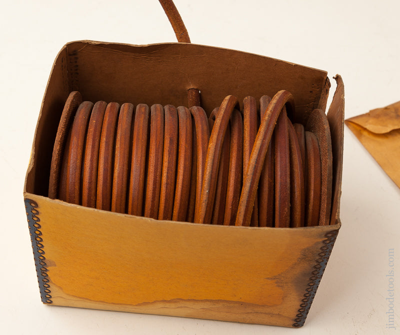 Nearly Full 100 Foot Roll of 3/8 inch Size Round Leather Belting for Treadle Machines. with Five Hooks - 71427