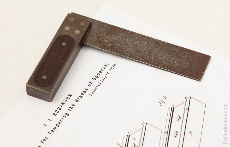 Rare! Four inch Size ROBINSON July 14, 1874 PATENT Try Square by ST. JOHNSBURY TOOL CO. - 71471R