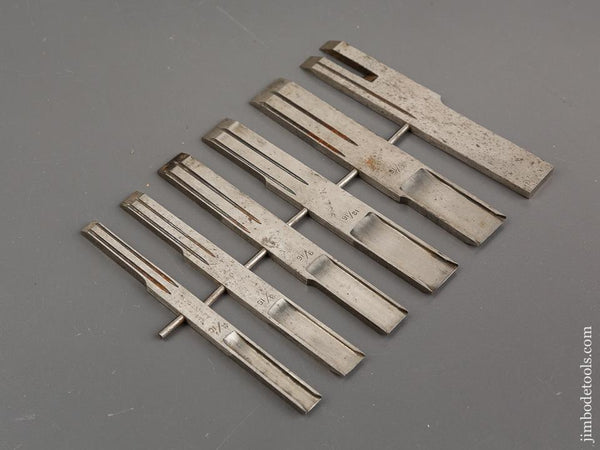 MINT Set of Six MAYO'S (PHILLIP's Patent) Double Ended Plow Plane Irons - 71570