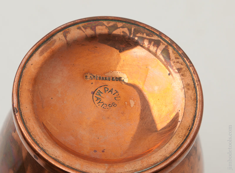 Elegant Decorated 8x6 inch S. STERNAU & CO May 12, 1896 Patent Copper Oil Can * EXCELSIOR 72064