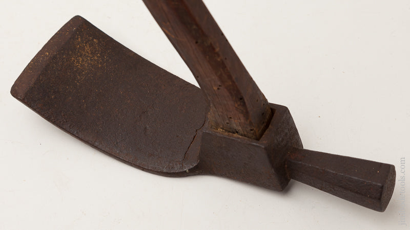 Very EARLY Adze with Original 29 3/4 inch Chamfered Handle - 72187