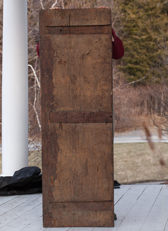 AMAZING! 18th Century Carved 64" Oak Panel of Carpenter Workbench & Tools * EXCELSIOR 72334U