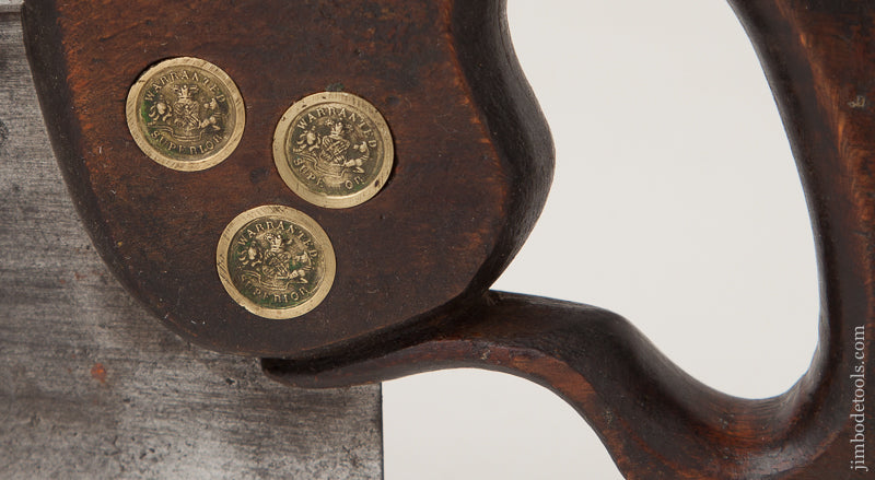 RARE Early 9 point 14 inch Triple Medallion Crosscut WILLIAMS LONDON Back Saw circa 1841-52 - 72468
