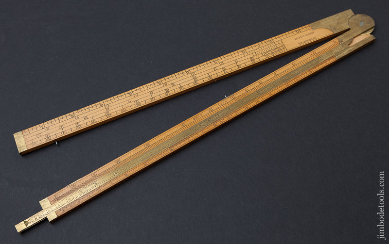 RARE Boxwood and Brass UPSON NUT CO No. 12 Two Foot Two Fold rule with Gunter Slide DEAD MINT! - 72698U