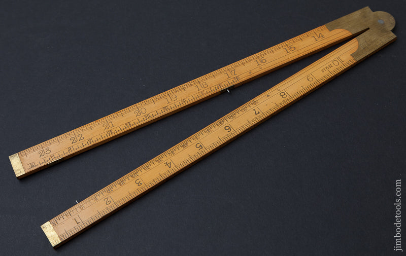 RARE Boxwood and Brass UPSON NUT CO No. 12 Two Foot Two Fold rule with Gunter Slide DEAD MINT! - 72698U