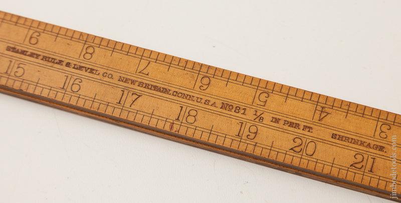 Extra Fine! STANLEY No. 31 Boxwood and Brass 24 inch Folding Shrinkage Rule - 72699