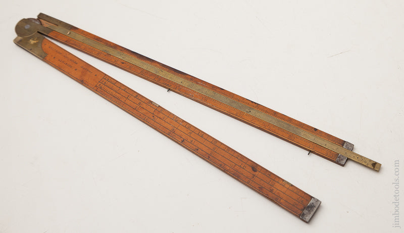 BELCHER BROTHERS Iron Tipped Boxwood Two Foot Folding  Rule Pre-STANLEY circa 1843-52 GOOD+ - 72700