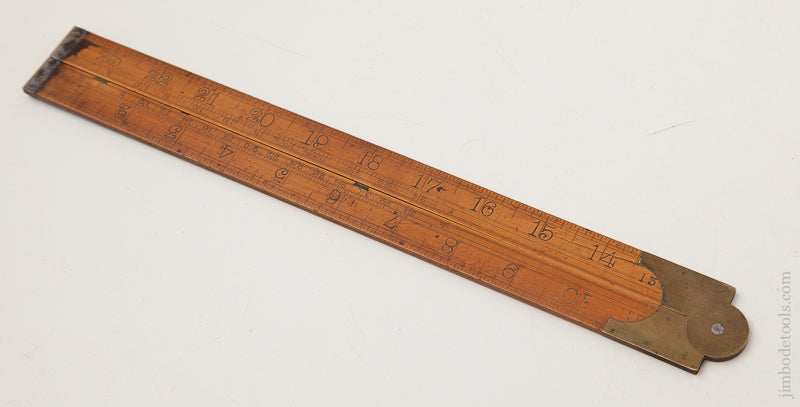 BELCHER BROTHERS Iron Tipped Boxwood Two Foot Folding  Rule Pre-STANLEY circa 1843-52 GOOD+ - 72700