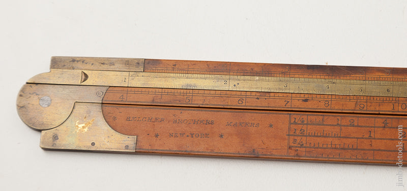 BELCHER BROTHERS Iron Tipped Boxwood Two Foot Folding  Rule Pre-STANLEY circa 1843-52 GOOD+ - 72700