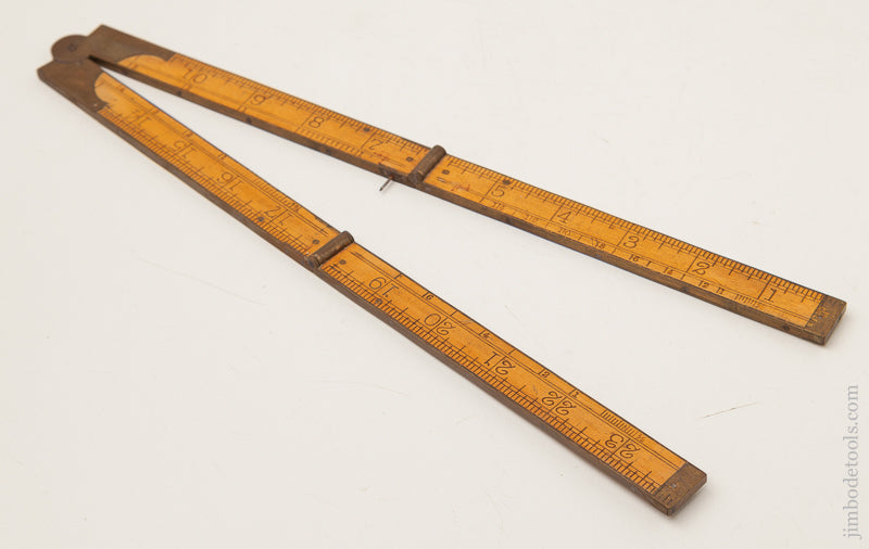 Rare & Crisp! CHAPIN STEPHENS No. 78 1/2 Boxwood and Brass Two Foot Two Fold Double Arch Full Bound Rule - 72701