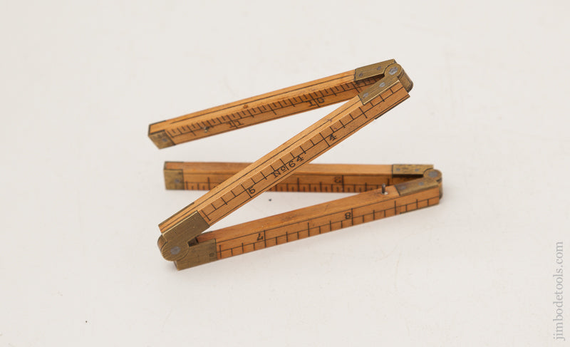 Mint! STANLEY NO. 64 Boxwood and Brass One Foot Four Fold Carpenter's Rule circa 1854-1933 - 72778U