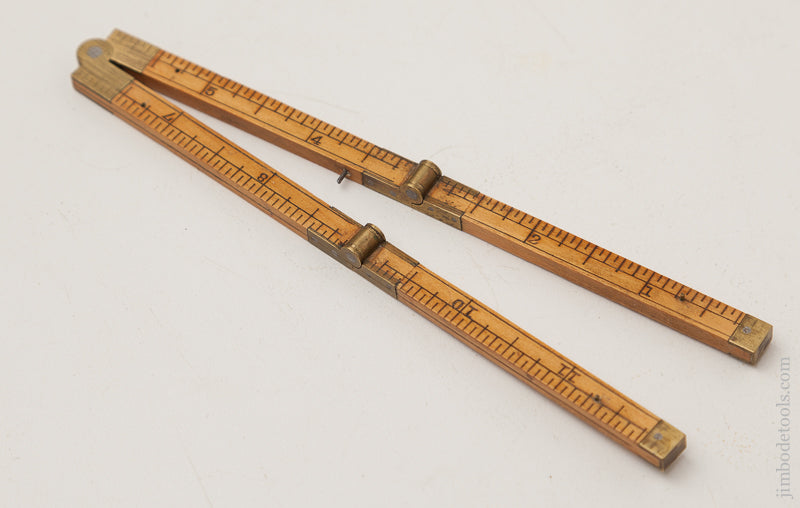 Mint! STANLEY NO. 64 Boxwood and Brass One Foot Four Fold Carpenter's Rule circa 1854-1933 - 72778U