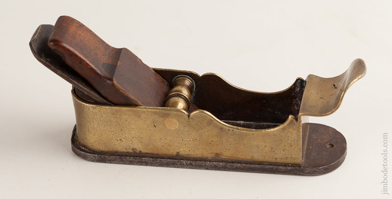 RARE 17th Century Brass and Steel 5 1/4 inch Miter Plane - 72894U