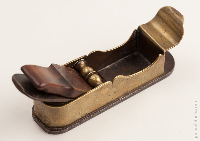 RARE 17th Century Brass and Steel 5 1/4 inch Miter Plane - 72894U