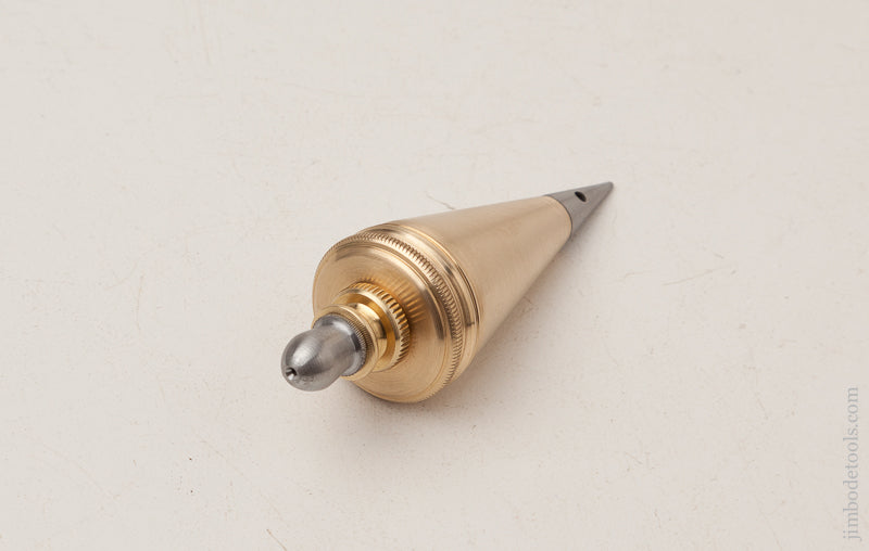 Beautiful 3 3/4 inch 7 ounce Modern Maker Brass and Steel Plumb Bob MINT - 72971