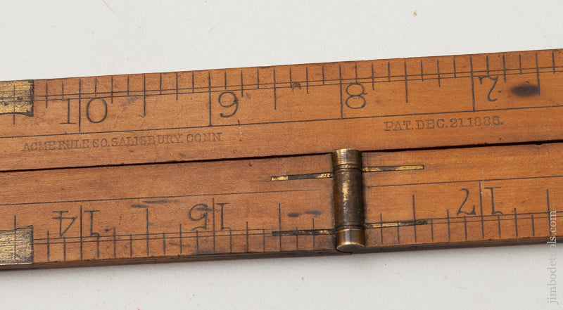 Rare! WILLIAM JONES December 21, 1886 Patent Boxwood and Brass Rule and Tee Square by ACME RULE CO - 73031U