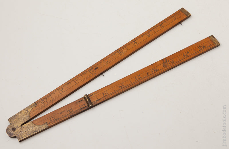 Rare! WILLIAM JONES December 21, 1886 Patent Boxwood and Brass Rule and Tee Square by ACME RULE CO - 73031U