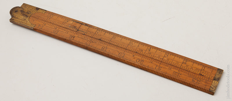 Rare! WILLIAM JONES December 21, 1886 Patent Boxwood and Brass Rule and Tee Square by ACME RULE CO - 73031U