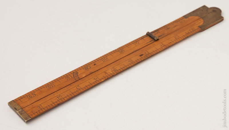 Rare! WILLIAM JONES December 21, 1886 Patent Boxwood and Brass Rule and Tee Square by ACME RULE CO - 73031U