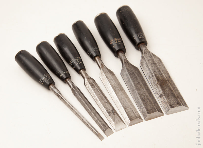 Set of Six STANLEY No. 40 Composition Handled EVERLASTING Chisels - 73034