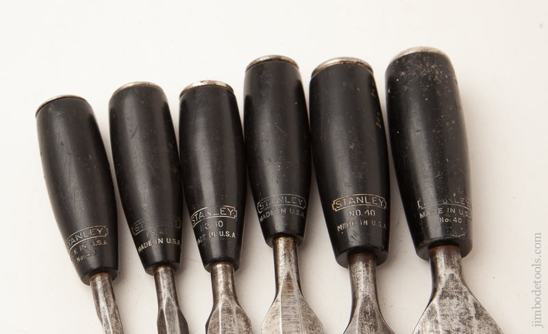 Set of Six STANLEY No. 40 Composition Handled EVERLASTING Chisels - 73034