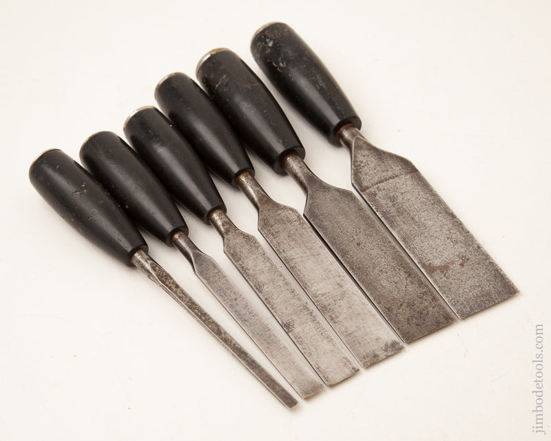 Set of Six STANLEY No. 40 Composition Handled EVERLASTING Chisels - 73034