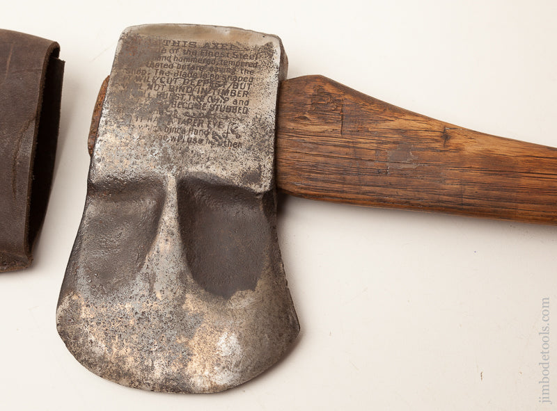 May 7 and April 22, 1889 Patent Four Pound KELLY PERFECT AXE Dated 1891 with Leather Sheath and Original 33 1/2 inch Handle - 73154R
