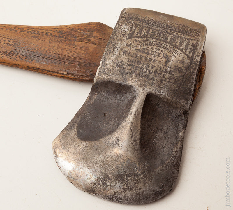May 7 and April 22, 1889 Patent Four Pound KELLY PERFECT AXE Dated 1891 with Leather Sheath and Original 33 1/2 inch Handle - 73154R