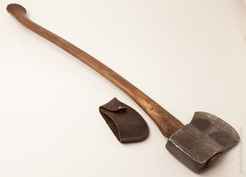May 7 and April 22, 1889 Patent Four Pound KELLY PERFECT AXE Dated 1891 with Leather Sheath and Original 33 1/2 inch Handle - 73154R