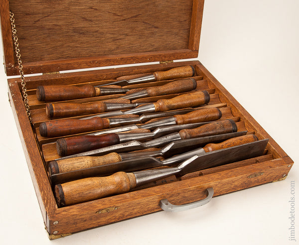 Full Set of 12 G.I.MIX & CO Socket Firming Chisels in Fitted Wooden ...
