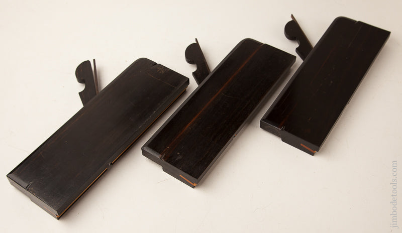 Drop Dead Stunning! NEAR MINT Graduated Set of Three EBONY Side Bead Planes with Boxwood by AZURE TOOL CO AZURE HILLS - 73633U