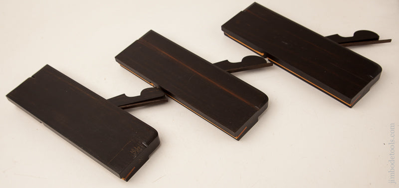 Drop Dead Stunning! NEAR MINT Graduated Set of Three EBONY Side Bead Planes with Boxwood by AZURE TOOL CO AZURE HILLS - 73633U