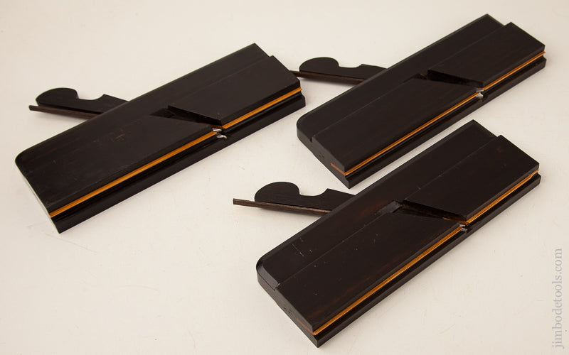 Drop Dead Stunning! NEAR MINT Graduated Set of Three EBONY Side Bead Planes with Boxwood by AZURE TOOL CO AZURE HILLS - 73633U