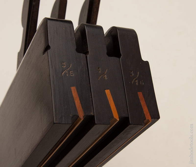 Drop Dead Stunning! NEAR MINT Graduated Set of Three EBONY Side Bead Planes with Boxwood by AZURE TOOL CO AZURE HILLS - 73633U